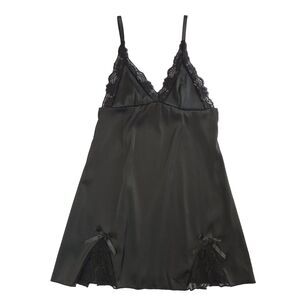 Adome Lace Trim Satin Mini Dress Black S Whimsigoth Dainty Festival